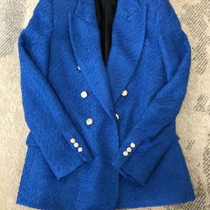 Zara Cobalt Tailored Double-Breasted Blazer
